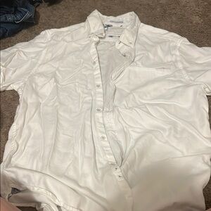 Men's denim & flower White Shirt